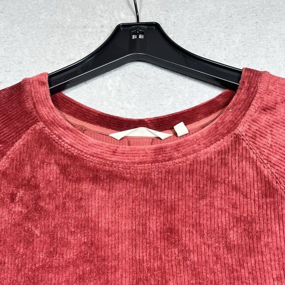 Soft Surroundings Sweater M Orange Caroline Pullover Tunic Corduroy Henna Button - Picture 3 of 11